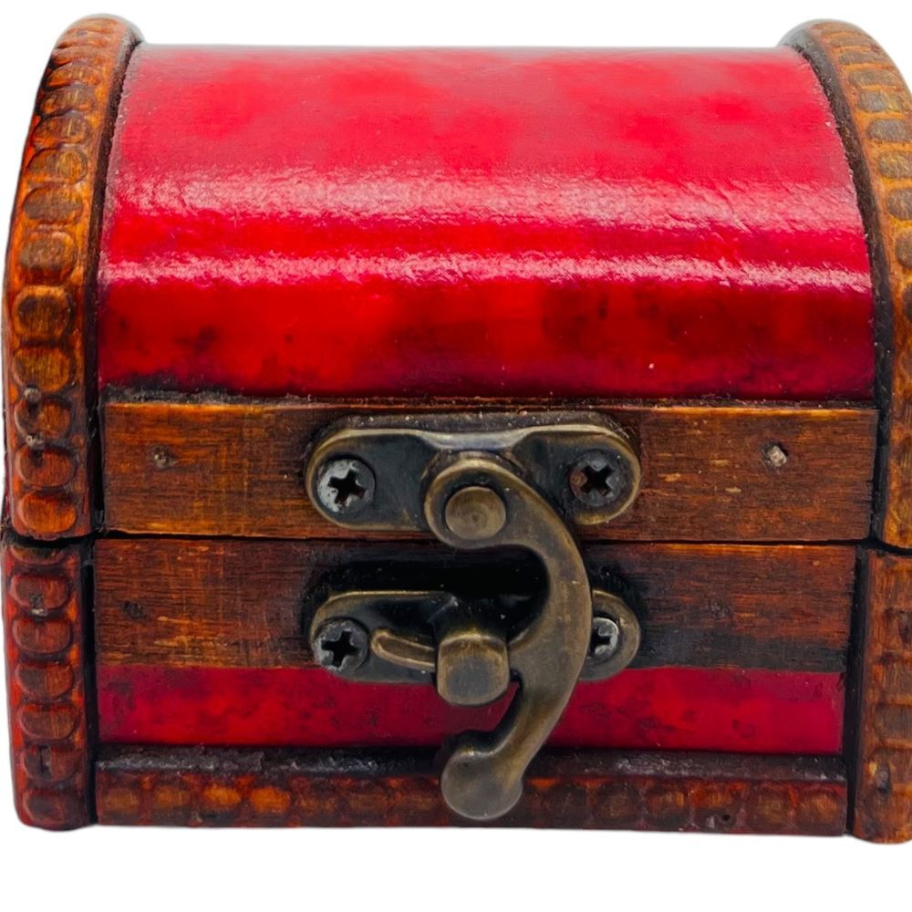 Miniature Steamer Trunk Treasure Chest‎ Furniture Wood Movable Metal Latch